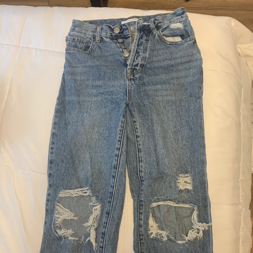 pacsun straight legged distressed jeans